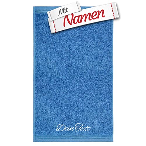 möve Superwuschel Handtuch mit Namen Bestickt, 50x100 Cornflower Blau Baumwolle, Personalisiert bestickte Handtücher, Bad Frottee Handtuch besticken Lassen von LALALO