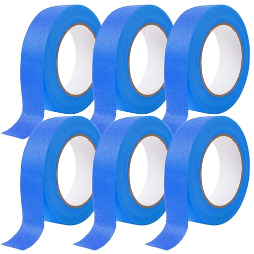 LALATOK 6 Rollen Blau Malerkrepp | 25mm x 50m | Malerband Kreppband Maler Malerkreppband Abklebeband zum Streichen für Malerarbeiten Karosserien Heimwerker Professionelles Streichen Lackieren von LALATOK