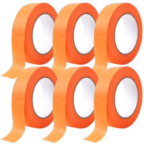 LALATOK 6 Rollen Orange Malerkrepp | 25mm x 50m | Malerband Kreppband Maler Malerkreppband Abklebeband zum Streichen für Malerarbeiten Karosserien Heimwerker Professionelles Streichen Lackieren von LALATOK