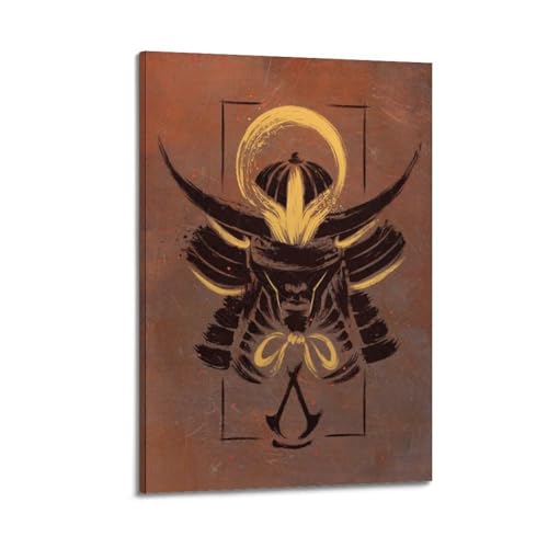 Poster mit Samurai-Helm, dekoratives Gemälde, Leinwand, Wandposter und Kunstdruck, modernes Familienschlafzimmer-Dekor-Poster, 40 x 60 cm Poster mit Samurai-Helm, dekoratives Gemälde, Leinwand, Wandposter und Kunstdruck, modernes Familienschlafzimmer-Dekor-Poster, 40 x 60 cm von LALBLZ