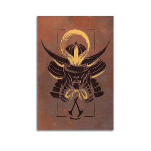 Poster mit Samurai-Helm, dekoratives Gemälde, Leinwand, Wandposter und Kunstdruck, modernes Familienschlafzimmer-Dekor-Poster, 40 x 60 cm Poster mit Samurai-Helm, dekoratives Gemälde, Leinwand, Wandposter und Kunstdruck, modernes Familienschlafzimmer-Dekor-Poster, 40 x 60 cm von LALBLZ