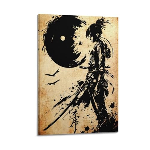 Poster mit Samurai-Tintenkunst, dekoratives Gemälde, Leinwand, Wandposter und Kunstdruck, moderne Familienschlafzimmer-Dekoration, Poster, 20 x 30 cm Poster mit Samurai-Tintenkunst, dekoratives Gemälde, Leinwand, Wandposter und Kunstdruck, moderne Familienschlafzimmer-Dekoration, Poster, 20 x 30 cm von LALBLZ