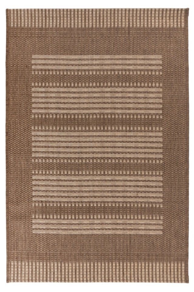 LALEE Teppich Teppich modern Design, Kaffee, Rechteckig, Höhe: 8 mm, Flachgewebe, pflegeleicht, gestreift von LALEE