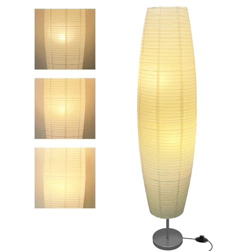 LALISU Stehlampe Papier Lampe Moderne Stehlampen mit Lampenschirm, Stehlampe für für Wohnzimmer Mit Fußschalter, Schlafzimmer und Arbeitszimmer (White-01) von LALISU