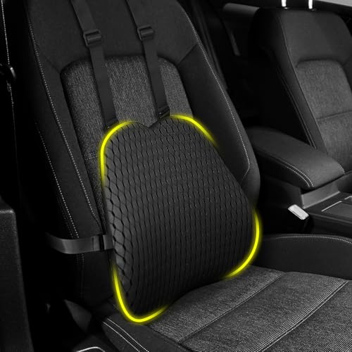 LALOSHI Lendenkissen Lordosenkissen Memoryschaum Ergonomisch 3D-Atmungsmesh, verstellbaren Gurten & Abnehmbar Bezug für Bürostuhl/Autositz Universell (schwarz) von LALOSHI