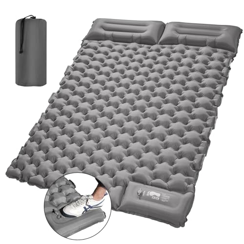 LAMA Doppel Camping isomatte, Aufblasbare Luftmatratze für 2 Personen 195x125x10cm Ultraleichte Schlafmatte mit Luftpumpe Kissen Fußpresse für Camping Backpacking Wandern Zelten Strand, Grau LAMA Doppel Camping isomatte, Aufblasbare Luftmatratze für 2 Personen 195x125x10cm Ultraleichte Schlafmatte mit Luftpumpe Kissen Fußpresse für Camping Backpacking Wandern Zelten Strand, Grau von LAMA