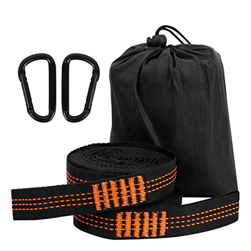 LAMA Hängematte Befestigung 2 Pack 3m x 2,5cm Hängemattengurte Max 500kg Hängematte Aufhängung Aufhängeset mit 2 Karabinerhaken Tragetasche für Hängematte Hängesessel Schaukel Camping Wandern Outdoor von LAMA