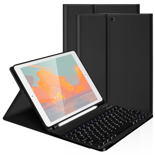 LAMA iPad Keyboard Case, Wireless Keyboard Case for iPad Pro 9.7 inch (2018 iPad 6th Generation,2017 iPad 5th Generation,2016 iPad Pro,iPad Air 2/1) Detachable Keyboard Case&Pencil Holder (Schwarz) von LAMA