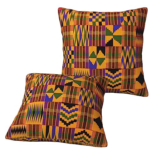 LAMAME Afrikanisches ethnisches Muster gedruckt quadratischer Kissenbezug dekorativer Kissenbezug 2 Stück von LAMAME