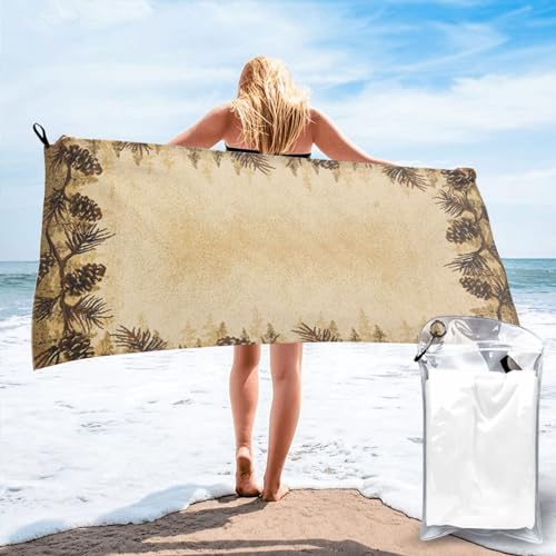 LAMAME Pine Cone Border Printed Quick Dry Bath Towel Lightweight Beach Towel Portable Microfiber Bath Towel LAMAME Pine Cone Border Printed Quick Dry Bath Towel Lightweight Beach Towel Portable Microfiber Bath Towel von LAMAME