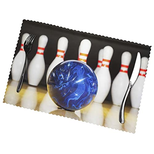 LAMAME Tischset mit Bowling-Motiv, waschbar, isoliert, für drinnen und draußen, Tischdekoration von LAMAME