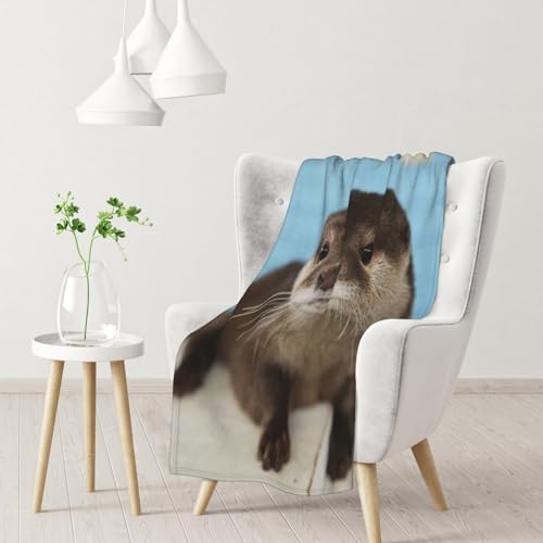LAMAME Weiche Decke mit süßem Otter-Motiv, warme Decke von LAMAME