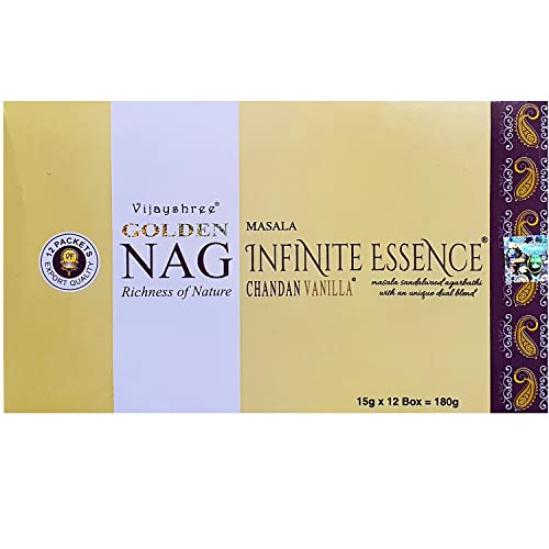 Vijayshree Golden Nag Infinite Essence – Limited Edition – Exklusiver Duft Chandan Vanilla – 15g x 12 Schachteln = 180g von LAMARE