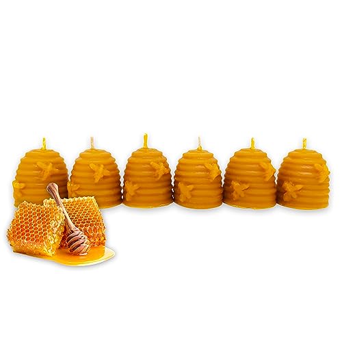 LAMARE Bienenwachskerze Honigwabe 100% Natürlich (6 Einheiten - 4 cm Länge - 4 cm Durchmesser) - OHNE PARAFFINE - Honigkerzen - Handgefertigt 100% Handwerklich. von LAMARE