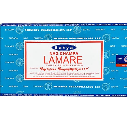 Satya Nag Champa LAMARE - Limited Edition - Exklusiver Duft Weißer Salbei und Lavendel - 12 Schachteln mit 15 g von LAMARE
