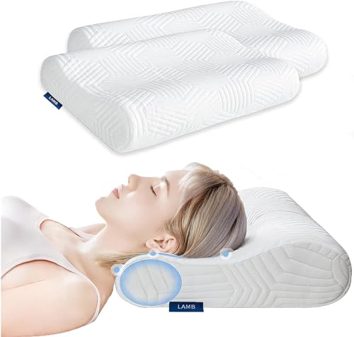 LAMB Kopfkissen Nackenkissen 2er st, Höheneinstellbares Kissen Memory Foam Ergonomisches 50 x 35 cm, Nackenstützkissen mit waschbarer Kopfkissenbezug, Für Kinder & Teenager von LAMB