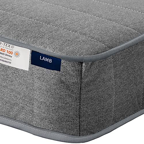 LAMB Matratze 90x200 cm Taschenfederkernmatratze 7-Zonen Höhe 20cm Härtegrad H3+H4 Orthopädische Federkernmatratze mit Schaumstoff und Microfaser-Bezug, Graue Matratzen für Kinder und Erwachsene von LAMB