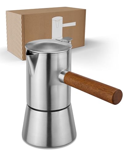 LAMBDA COFFEE® Espressokocher Induktion geeignet 200ml Edelstahl 3-4 Tassen I Outdoor Mokkakanne | Espresso Maker Kaffeebereiter von LAMBDA COFFEE