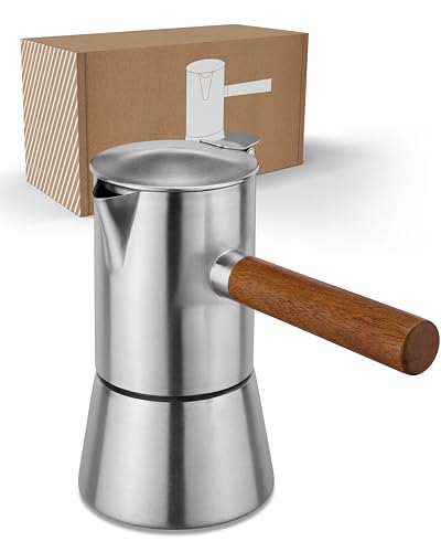 LAMBDA COFFEE® VESUV Espressokocher aus Edelstahl I Induktion geeignet I Outdoor und Indoor Mokkakanne (200ml - 3-4 Tassen) | Espresso Maker | Kaffeekanne I Espressokocher Induktion von LAMBDA COFFEE
