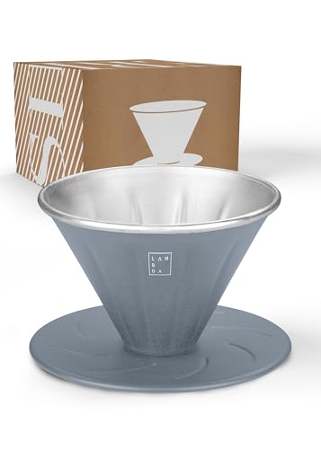 LAMBDA COFFEE® SIERRA Handfilter Blau I 1 Tasse l Pour Over Kaffeebereiter klein & leicht I Größe: V01 I Kaffeefilter Wiederverwendbar Edelstahl I Kaffee Camping I Für Filter Kaffee I inkl. Karabiner von LAMBDA COFFEE
