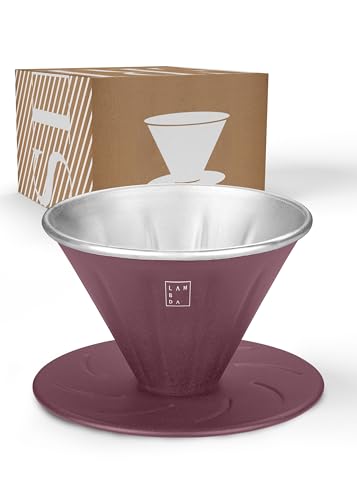 LAMBDA COFFEE® SIERRA Handfilter Kaffee Blau I 1 Tasse l Pour Over Kaffeebereiter klein & leicht I Größe: V01 I Kaffeefilter Wiederverwendbar Edelstahl I Filter Kaffee I inkl. Karabiner von LAMBDA COFFEE