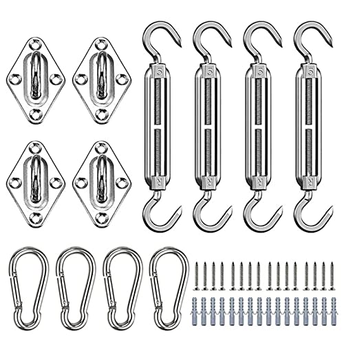 Rechteckiges Sonnensegel-Hardware-Set, 304 Edelstahl, Vorzelt-Befestigungsset für Sonnensegel, Vordach, Befestigung für Vordach, rostfrei von LAMDNL