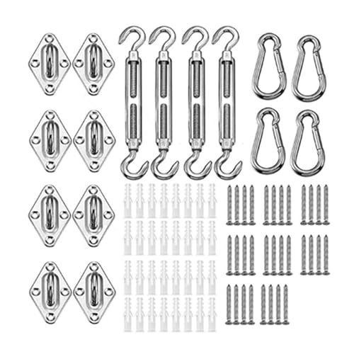 Rechteckiges Sonnensegel-Hardware-Set, 80-teiliges Edelstahl-Markisen-Befestigungsset für Sonnensegel, Vordach, Befestigung für G-Sonnensegel, Hardware-Set, rechteckig, strapazierfähig, Edelstahl, 80 von LAMDNL