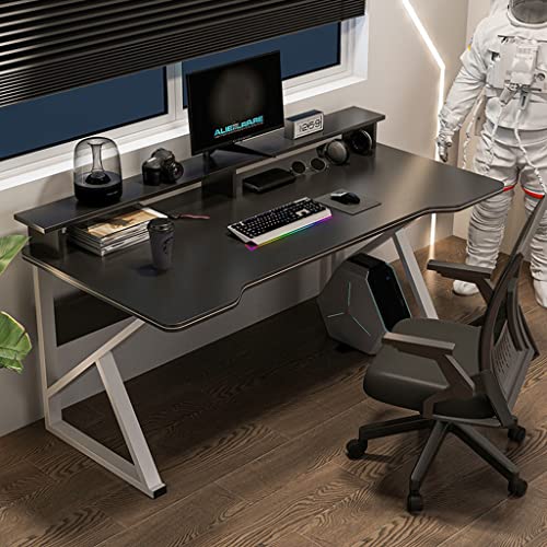 LAMEDOAT Computertisch mit großem Monitorständer, Carbonfaser-Schwarz-Desktop-Gamer-Schreibtische, Kabelmanagement, Spielcomputertisch für das Heimbüro, L 80 cm von LAMEDOAT