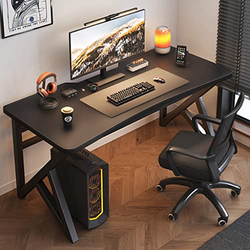 LAMEDOAT Einfacher Gaming-Schreibtisch, K-förmiger Gamer-Arbeitsplatz, Computertisch, Gaming-Tisch, ergonomischer PC-Gaming-Arbeitsplatz, Kopfhörerhaken, Carbonfaser-Tisch-Studio-Schreibtisch, L 80 c von LAMEDOAT