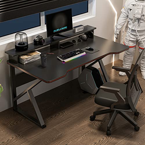 LAMEDOAT Gaming-Schreibtisch, großer Computertisch, großer ergonomischer Gaming-Computertisch, Tischplatte aus Kohlefaser, E-Sport-Schreibtisch mit Monitorablage, L 80 cm von LAMEDOAT