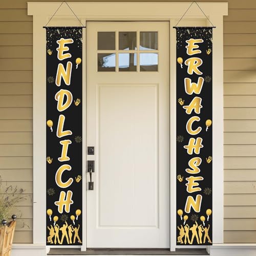 LAMEK Endlich Erwachsen Banner Tür Jugendweihe Banner 180x30cm Erwachsenwerden Hintergrund Jugendweihe Deko Hängende Dekoration für Junge Mädchen Erwachsene Partyfeiern von LAMEK