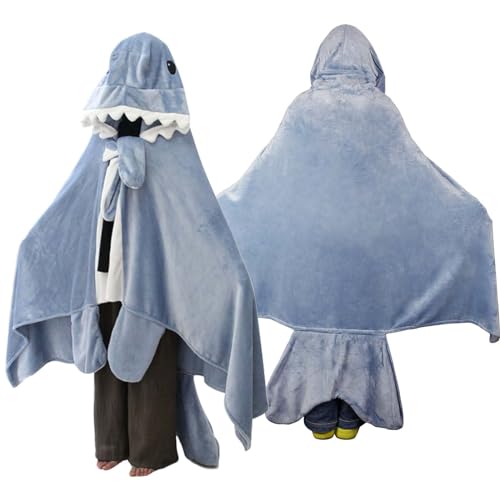 LAMEK Hai Decke mit Ärmeln Hoodie Shark Kuscheldecke Haifisch Flauschig Wohndecke 220x190cm Tragbare Ganzkörper Decke Flanell Wearable Sofadecke Weihnachten Geschenk für Frauen Herren von LAMEK