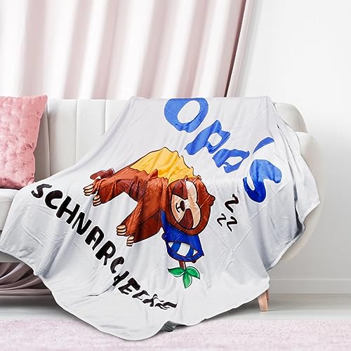 LAMEK Opa Kuscheldecke Flauschig Decke Faultier OPAS SCHNARCHECKE Fleecedecke Flanell Sofadecke Großvater Geburtstag Thanksgiving Day Weihnachten, 130x150 cm von LAMEK