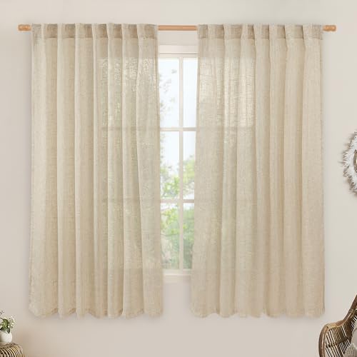 LAMIT Leinen-Vorhänge, 160 cm, für Schlafzimmer, lichtfilternde, neutrale, halbtransparente Fenstervorhänge, Schlaufen auf der Rückseite und Stangentasche, Wohnzimmerpaneele, 2 Paneele, Leinen, 152,4 LAMIT Leinen-Vorhänge, 160 cm, für Schlafzimmer, lichtfilternde, neutrale, halbtransparente Fenstervorhänge, Schlaufen auf der Rückseite und Stangentasche, Wohnzimmerpaneele, 2 Paneele, Leinen, 152,4 von LAMIT