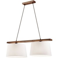 Lamkur Aida Stab-Pendel-Deckenleuchte mit Stoffschirm Walnuss-Eiche, 2x E27 von LAMKUR LIGHTING