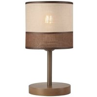 Lamkur Lighting - Lamkur Andrea Zylindrische Tischlampe, Stoffschirm, Sonoma, 1x E27 von LAMKUR LIGHTING