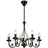 Lamkur Donato Kronleuchter mit Stoffschirmen, Schwarz, 5x E27 von LAMKUR LIGHTING