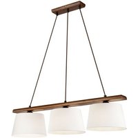 Lamkur Lighting - Lamkur Aida Stab-Pendel-Deckenleuchte mit Stoffschirm Walnuss-Eiche, 3x E27 von LAMKUR LIGHTING