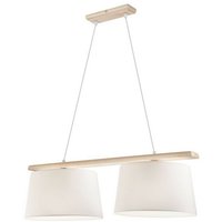 Lamkur Lighting - Lamkur Aida Stabpendel-Deckenleuchte mit Stoffschirm altweiß, 2x E27 von LAMKUR LIGHTING