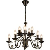 Lamkur Lighting - Lamkur Donato Kronleuchter mit Stoffschirmen, Schwarz, 10x E14 von LAMKUR LIGHTING