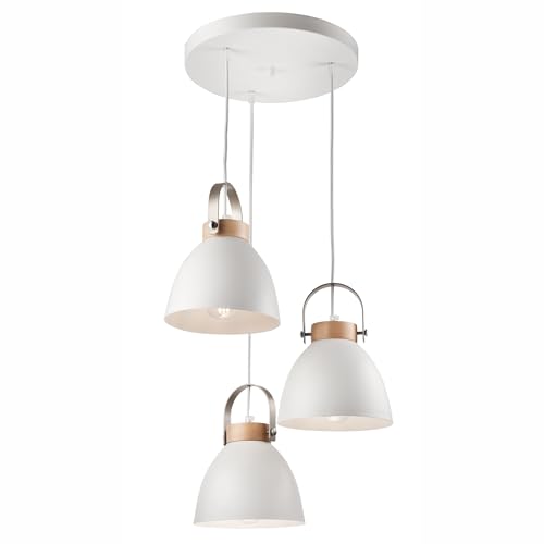 LAMKUR DANIELLE 3-flammige Hängelampe, weiß, Holz und Metall LAMKUR DANIELLE 3-flammige Hängelampe, weiß, Holz und Metall von LAMKUR