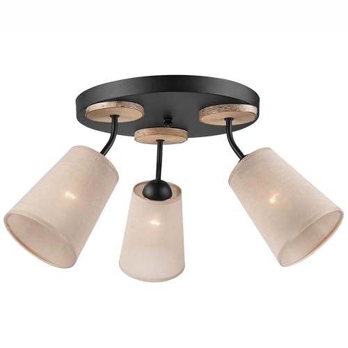LAMKUR Deckenleuchte PACO 3-flammig Schwarz/Birke von LAMKUR