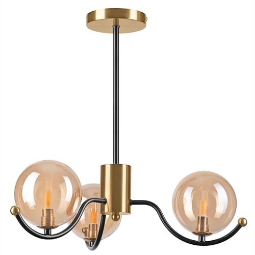 LAMKUR GEORGIA 3-flammige Lampe, schwarz-gold 3x G9 von LAMKUR
