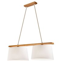Lamkur Aida Stab-Pendel-Deckenleuchte mit Stoffschirm Eiche rustikal, 2x E27 von LAMKUR