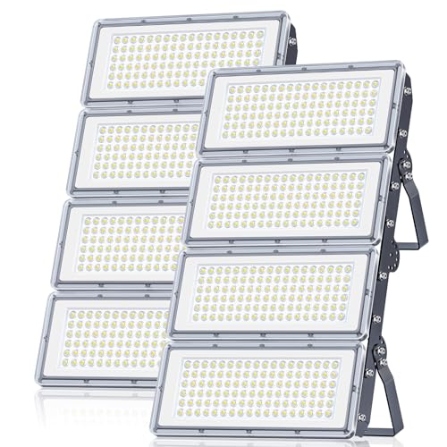 400W LED Strahler Außen - 2 Stück 40000LM Superhell LED Fluter Außen mit Transformator, 7000K Kaltweiß Aussenstrahler, IP67 Wasserdicht Außenstrahler Scheinwerfer für Garagen, Stadien, Fabriken von LAMLAMCK
