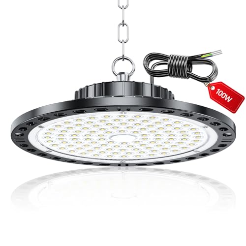 LAMLAMCK LED Hallenstrahler - 100W 10000 LM UFO Hallenbeleuchtung LED mit Transformator, IP65 Wasserdicht Werkstatt Deckenleucht, 6500k UFO Industrielampe für Garage Fabriken Geschäft LAMLAMCK LED Hallenstrahler - 100W 10000 LM UFO Hallenbeleuchtung LED mit Transformator, IP65 Wasserdicht Werkstatt Deckenleucht, 6500k UFO Industrielampe für Garage Fabriken Geschäft von LAMLAMCK