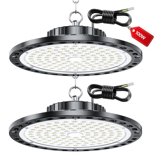 LAMLAMCK LED Hallenstrahler - 2 Stück 100W 10000 LM UFO Hallenbeleuchtung LED mit Transformator, IP65 Wasserdicht Werkstatt Deckenleucht, 6500k UFO Industrielampe für Garage Fabriken Geschäft LAMLAMCK LED Hallenstrahler - 2 Stück 100W 10000 LM UFO Hallenbeleuchtung LED mit Transformator, IP65 Wasserdicht Werkstatt Deckenleucht, 6500k UFO Industrielampe für Garage Fabriken Geschäft von LAMLAMCK