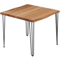 Esstisch Küchentisch Schreibtisch Couchtisch aus Massivholz, mit Baumkante 60x60x76 cm (AxBxH), Creative, Dunkel / Schwarz, LBB-01-A-004-9005Cr von LAMO MANUFAKTUR