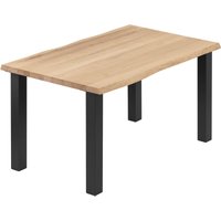 Esstisch Küchentisch Schreibtisch Couchtisch aus Massivholz, mit Baumkante 100x60x76 cm (AxBxH), Classic, Natur / Schwarz, LOB-01-A-002-9005Cl - Lamo von LAMO MANUFAKTUR