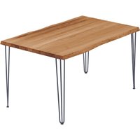 Esstisch Küchentisch Schreibtisch Couchtisch aus Massivholz, mit Baumkante 100x60x76 cm (AxBxH), Creative, Dunkel / Anthrazit, LOB-01-A-004-7016Cr von LAMO MANUFAKTUR